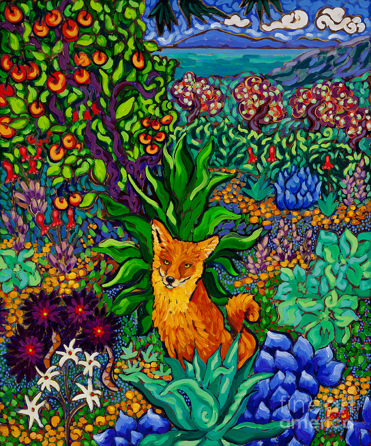 Fox in Foliage Painting by Cathy Carey