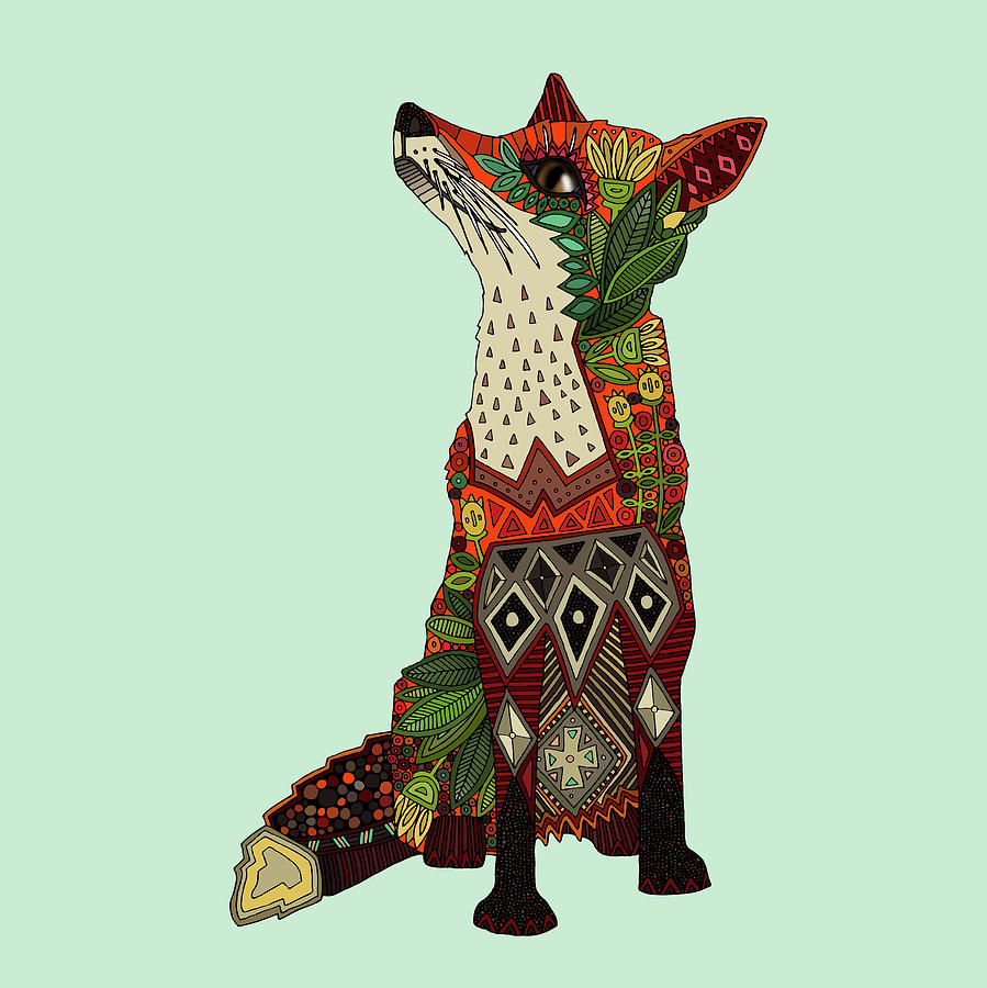 Fox Love Mint Drawing by MGL Meiklejohn Graphics Licensing