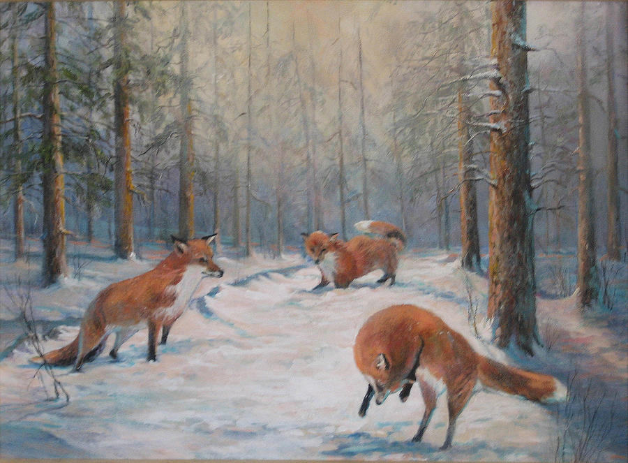 Forest games Painting by Donna Tucker