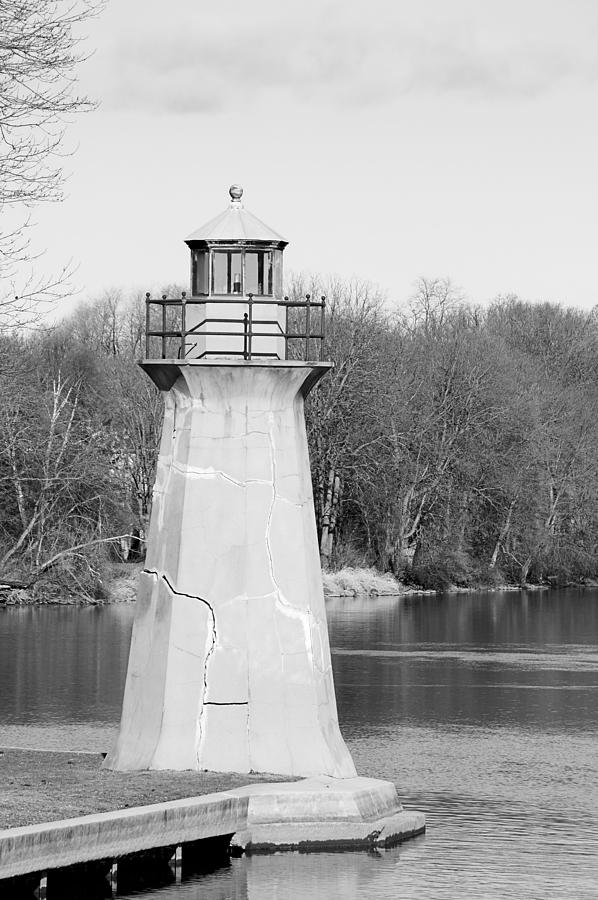 Fox River Lighthouse BW Photograph by Jenny Hudson