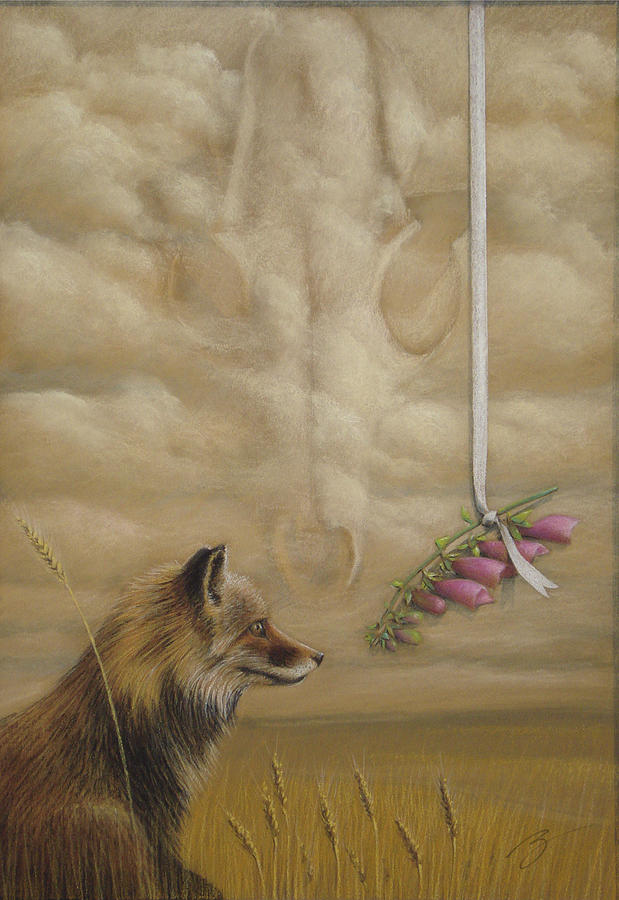 Nature Pastel - Foxes - Pastel by Ben Kotyuk