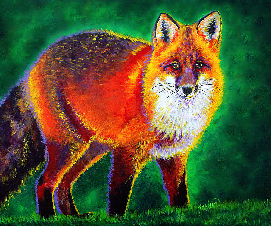 Wildlife Painting - Foxfire by Teshia Art