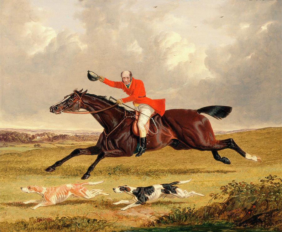 Dog Painting - Foxhunting Encouraging Hounds Capping Hounds And Full Cry by Litz Collection