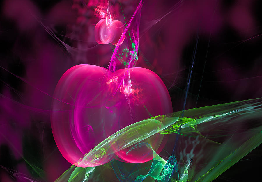 Fractal cherry design pink red green Digital Art by Matthias Hauser