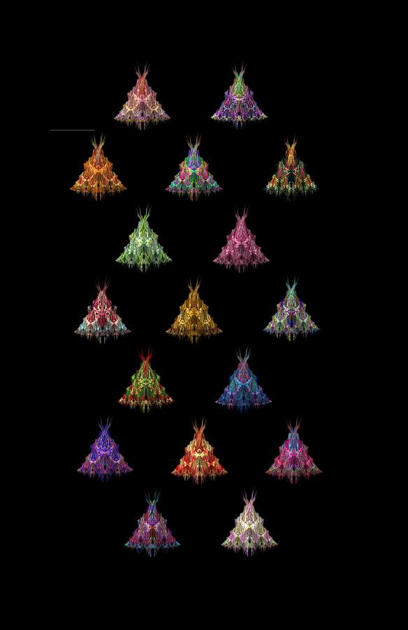Fractal Christmas Trees n Black Painting by Bruce Nutting