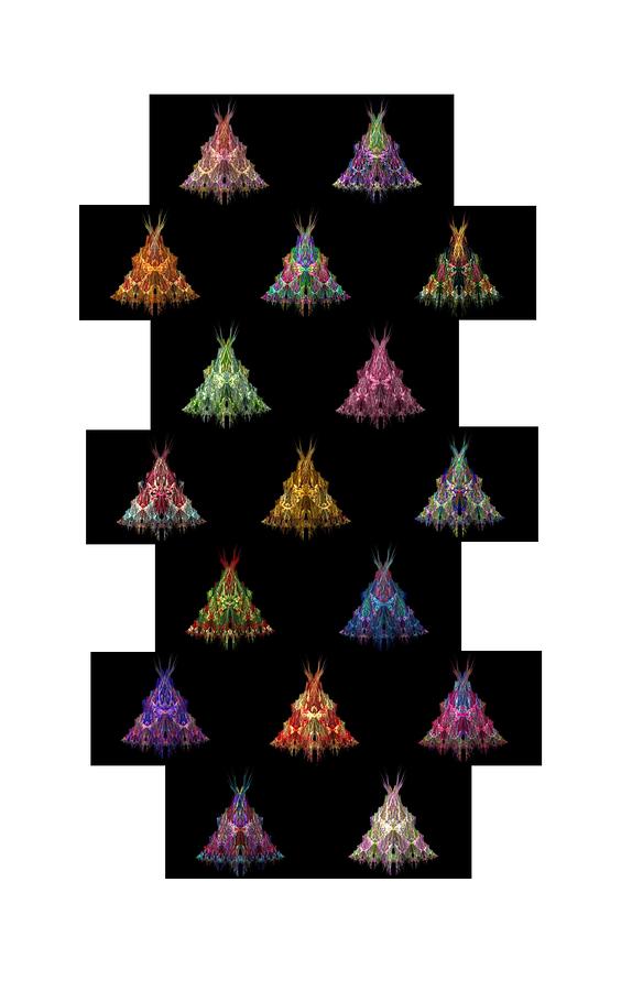 Fractal Christmas Trees on Black Painting by Bruce Nutting