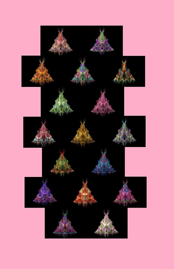 Fractal Christmas Trees on Pink Painting by Bruce Nutting