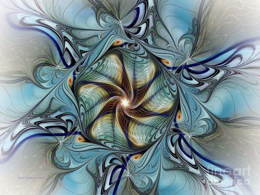 Abstract Digital Art - Fractal Composition in Art Deco Style by Karin Kuhlmann