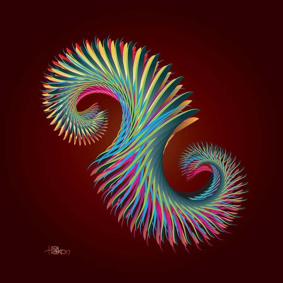 Fractal Feather Spiral Digital Art by Hakon Soreide