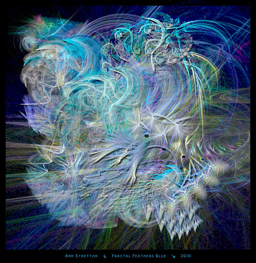 Fractal Feathers Blue Digital Art by Ann Stretton