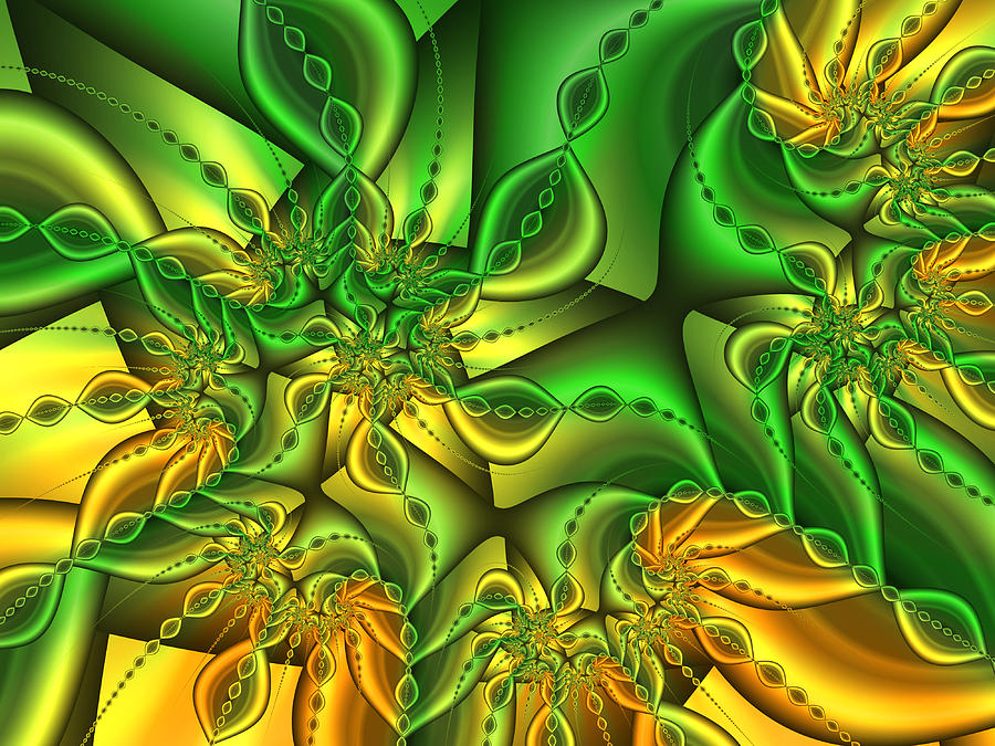 Fractal Gold and Green Together Digital Art by Gabiw Art