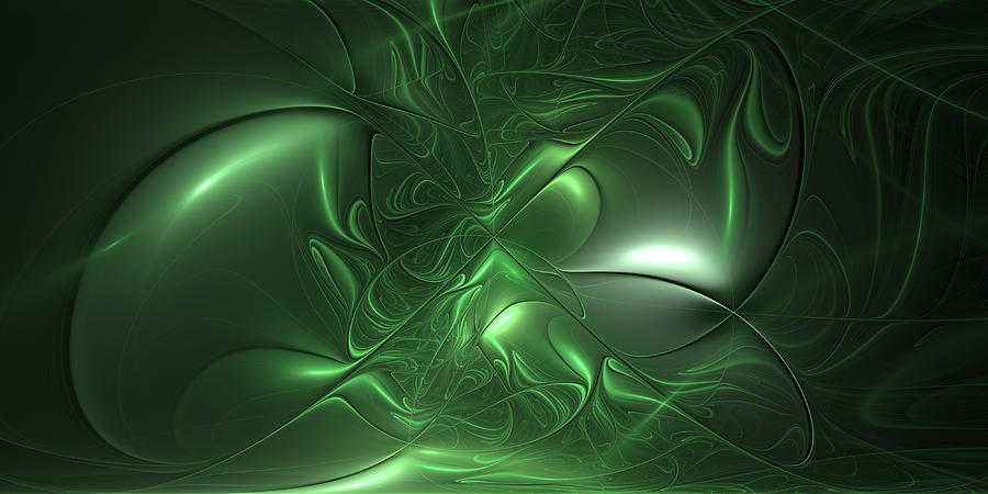 Fractal Living Green Metal Digital Art by Gabiw Art