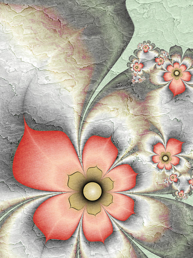 Abstract Digital Art - Fractal Nostalgic Flowers 3 by Gabiw Art