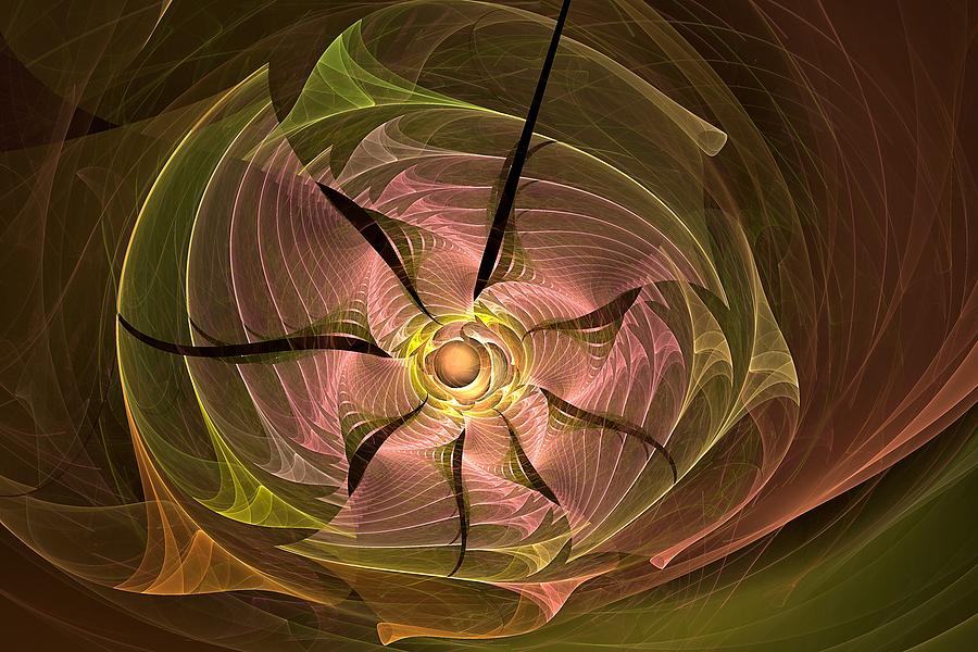Fractal Pinwheel Pink and Green Digital Art by Doug Morgan