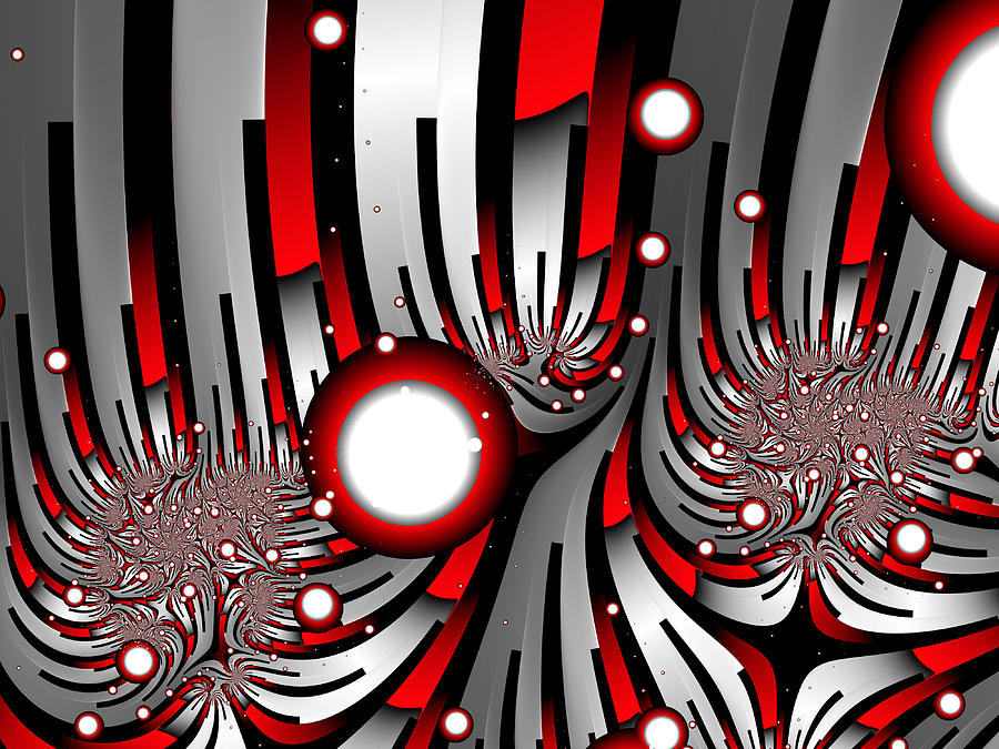 Fractal Red Grey Black Digital Art by Gabiw Art