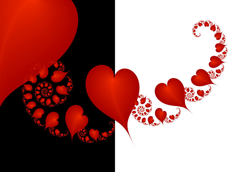 Fractal Red Hearts Digital Art by Gabiw Art