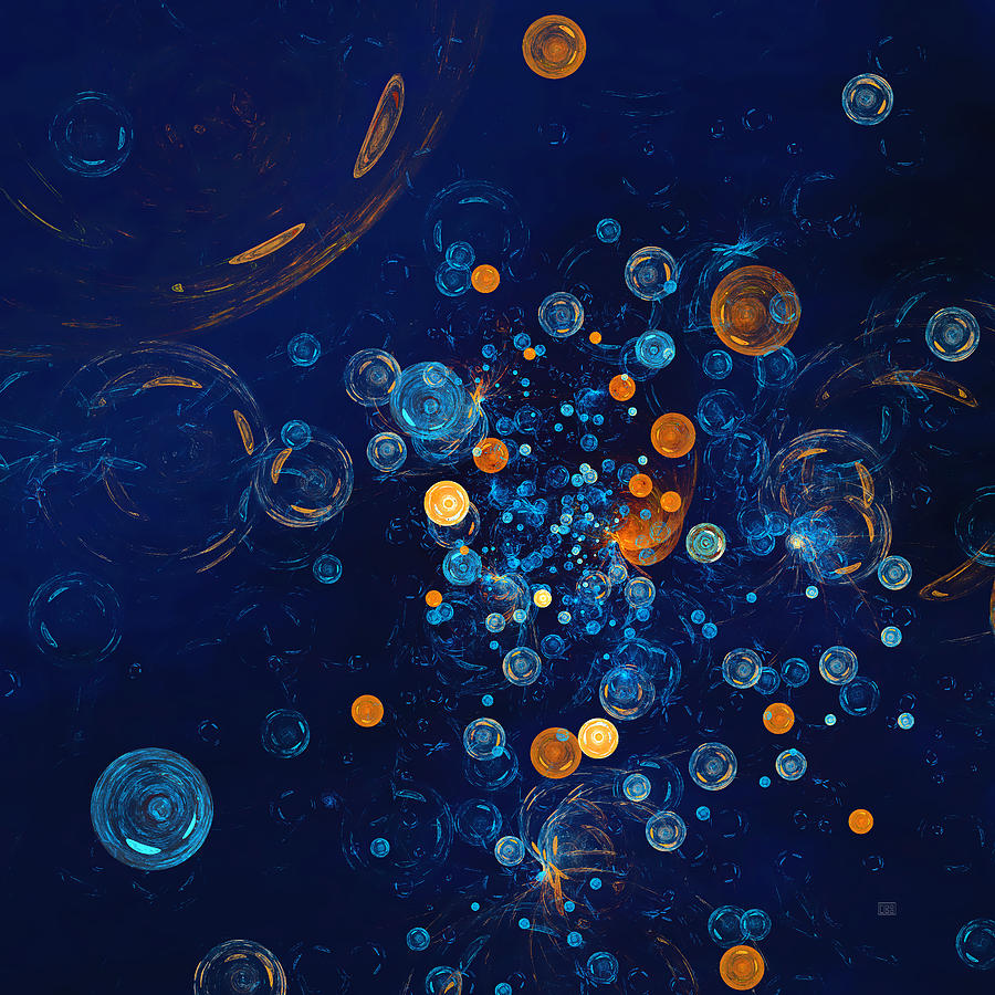 Soapbubbles - Abstract in Blue and Orange Digital Art by Menega Sabidussi