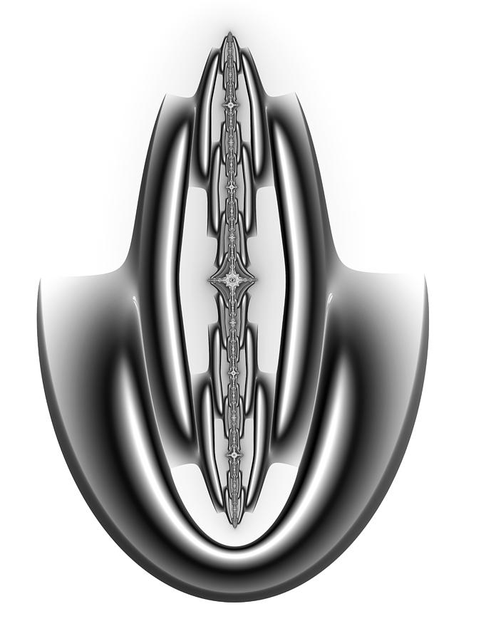 Fractal spaceship design black grey white Digital Art by Matthias Hauser