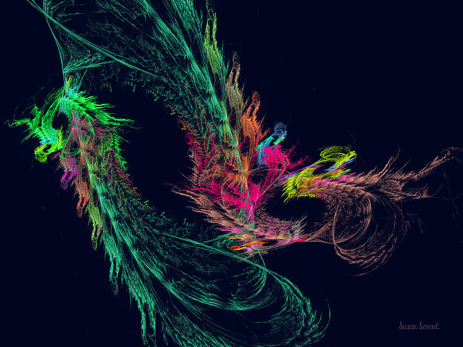 Fractal - Winged Dragon Digital Art by Susan Savad