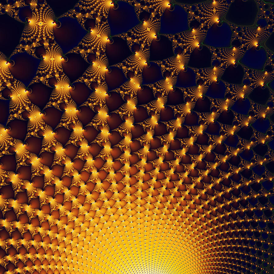 Abstract Digital Art - Fractal yellow golden and black firework by Matthias Hauser