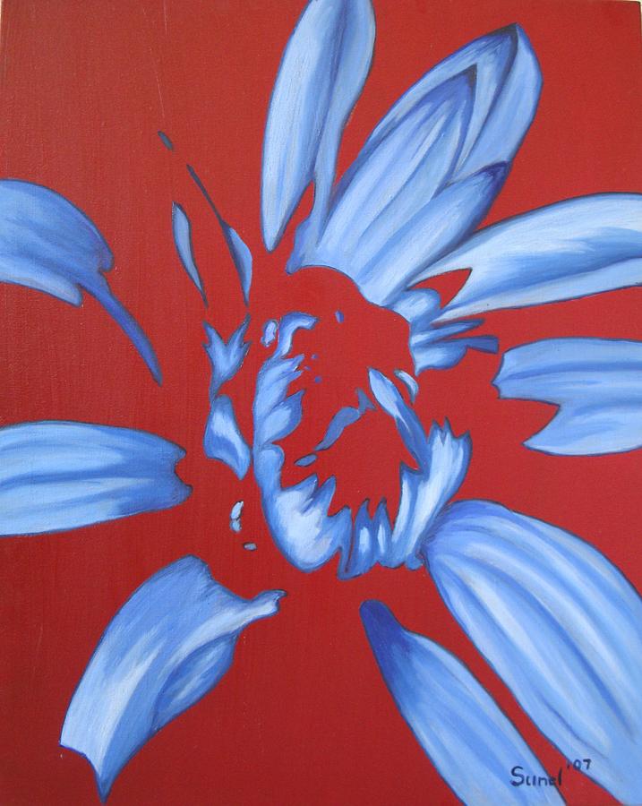 Fractional flower in blue Painting by Sunel De Lange