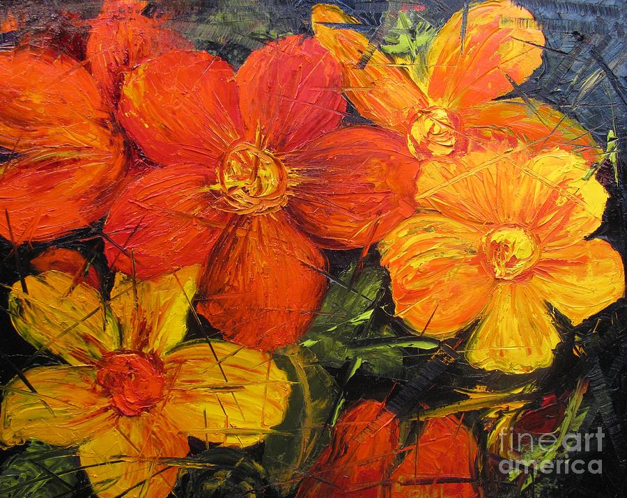Fractured Flowers Painting by Barbara Haviland