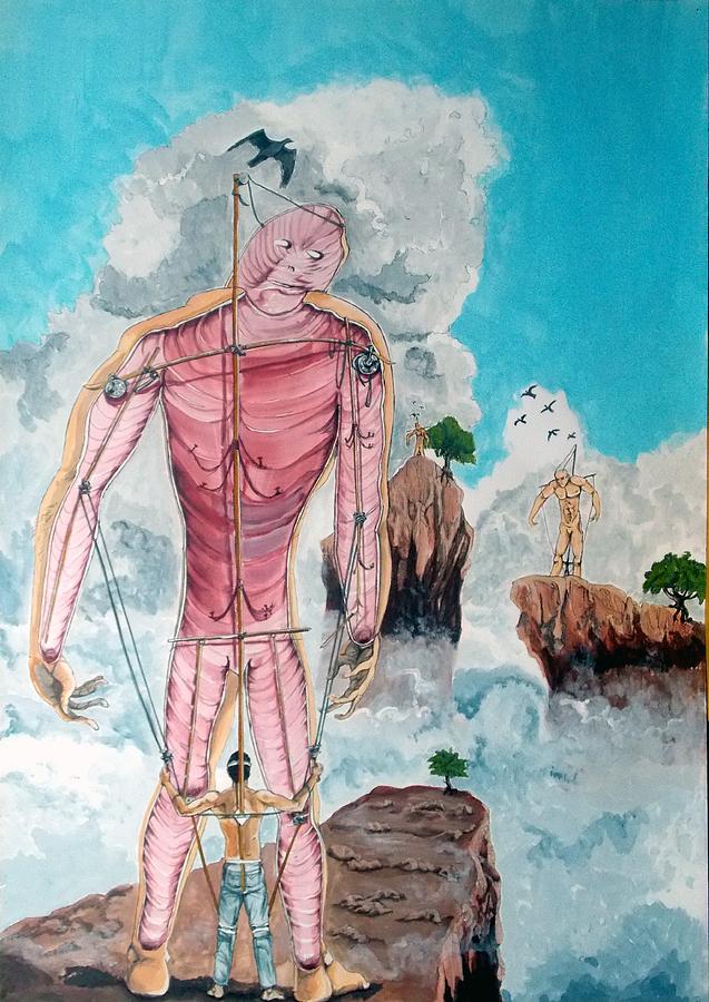 Surrealism Painting - Fragiles colossus by Lazaro Hurtado