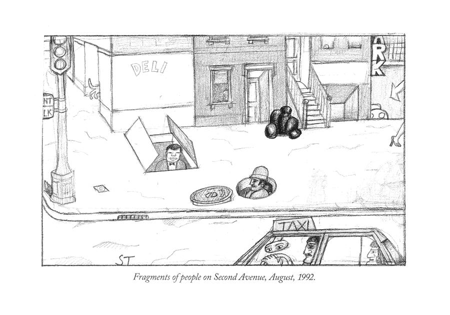 Fragments Of People On Second Avenue Drawing by Saul Steinberg