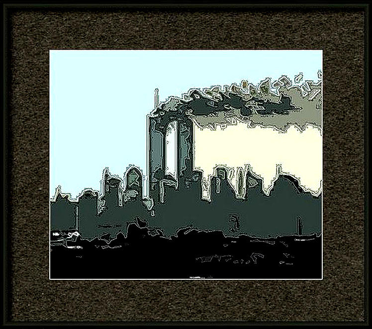 September 11 Attacks Mixed Media - Framed Outline by Kosior