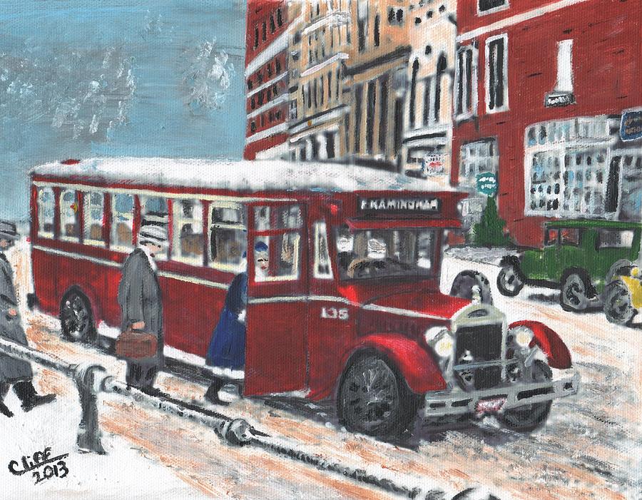 Transportation Painting - Framingham Bus by Cliff Wilson
