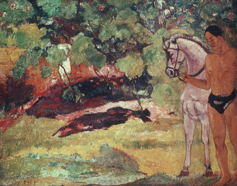 Horse Painting - France A man with his horse by Gauguin Paul