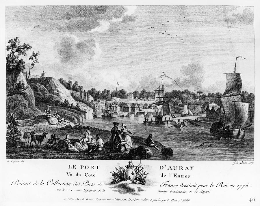 France Auray Harbor, 1776 Painting by Granger