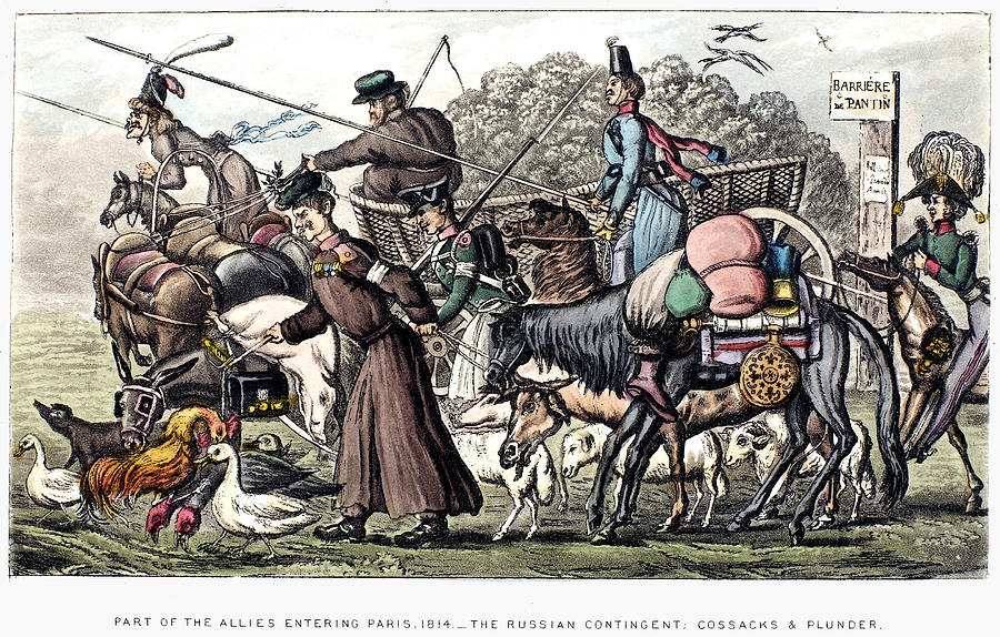 France Cossacks, 1814 Painting by Granger