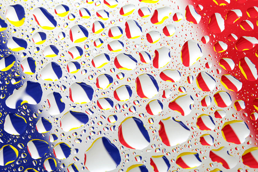 France Flag In Water Drops Painting by Paul Ge