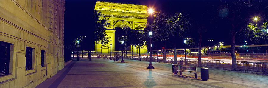 France, Paris, Arc De Triomphe, Night Photograph by Panoramic Images