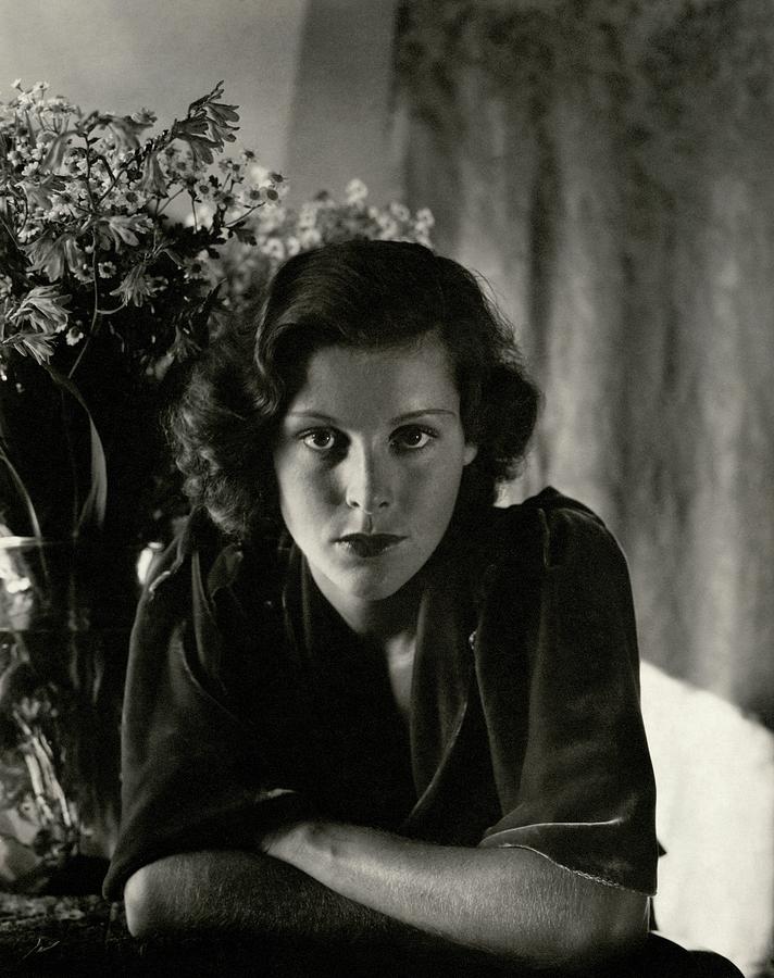 Frances Dee With Flowers Photograph by Imogen Cunningham