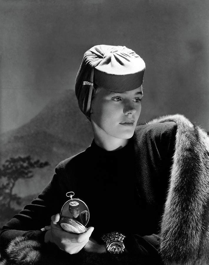 Frances Farmer Wearing An Agnes Hat Photograph by Horst P. Horst