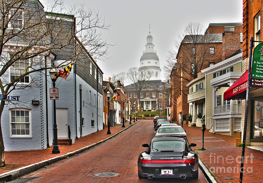 Francis Street and Maryland State House in Annapolis  1178 Photograph by Jack Schultz