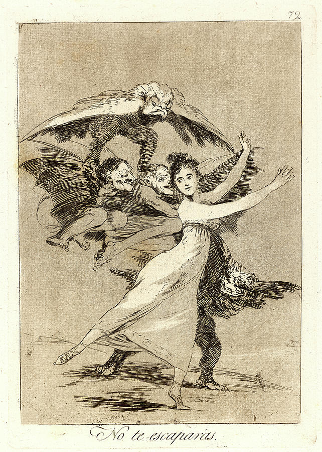 Francisco De Goya Spanish, 17461828. No Te Escaparás Drawing by Litz