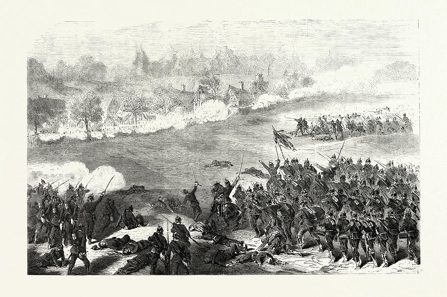 Vintage Drawing - Franco-prussian War Attack Of Sainte-marie-aux-oak by French School