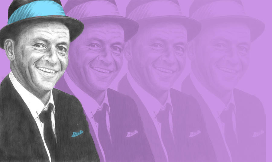 Frank Sinatra Drawing - Frank Sinatra - Individual Blue on Purple by Alexander Gilbert