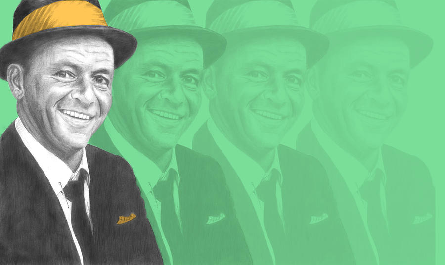 Frank Sinatra Drawing - Frank Sinatra - Individual Yellow on Green by Alexander Gilbert