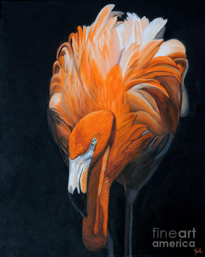 Frank the Flamingo Painting by Jane Axman
