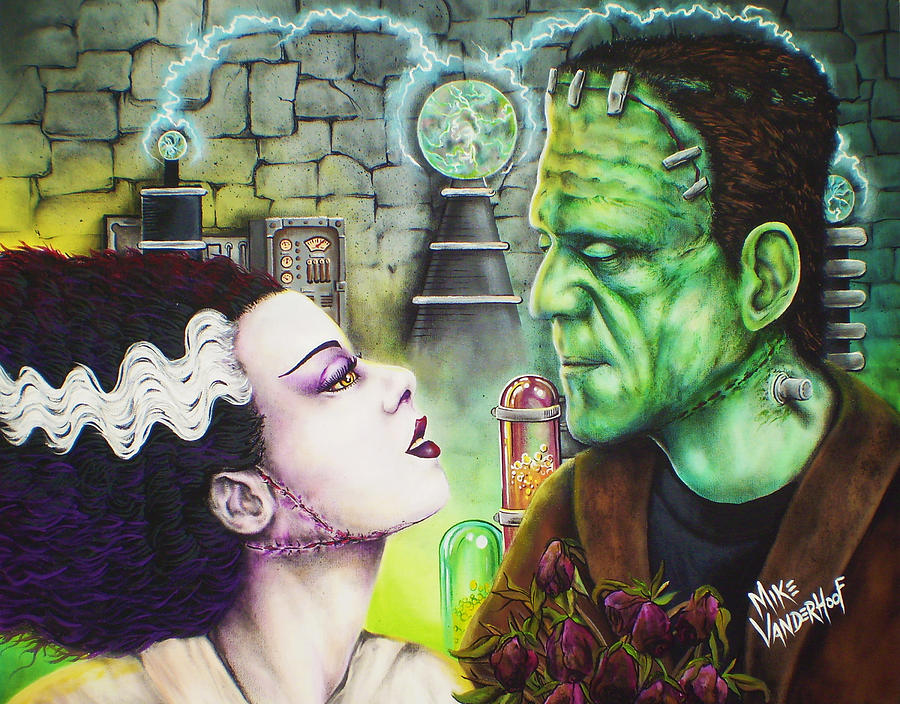 Frankenstein and The Bride. is a painting by Mike Vanderhoof which was uplo...