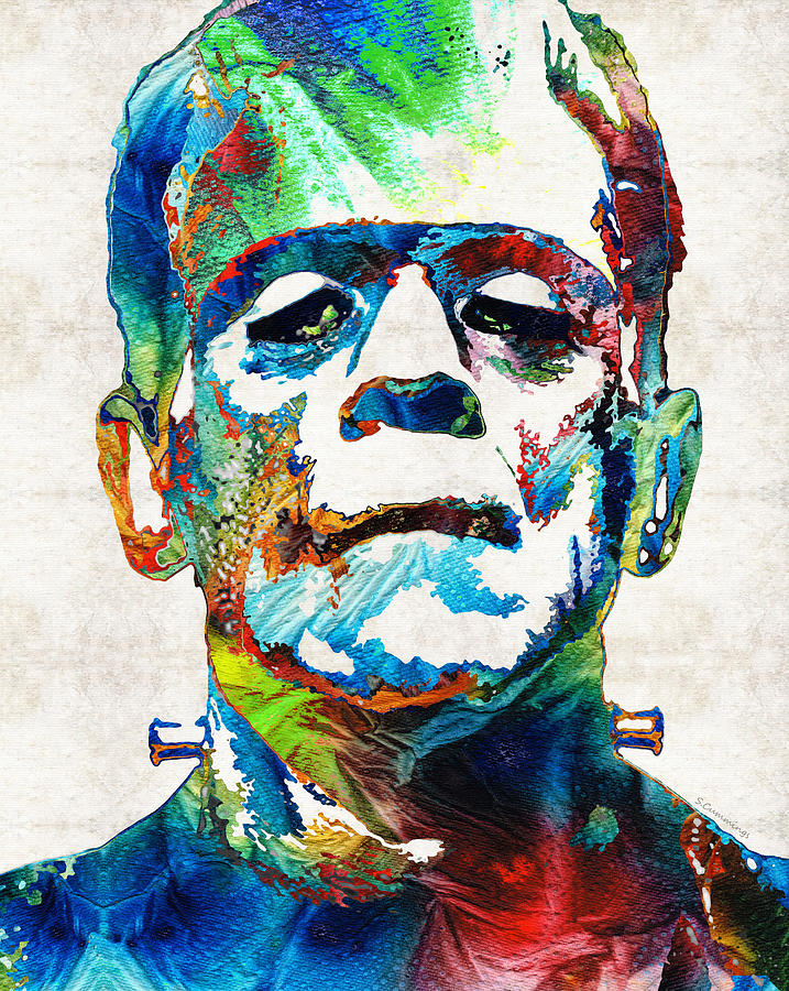 Frankenstein Art - Colorful Monster - By Sharon Cummings Painting by Sharon Cummings