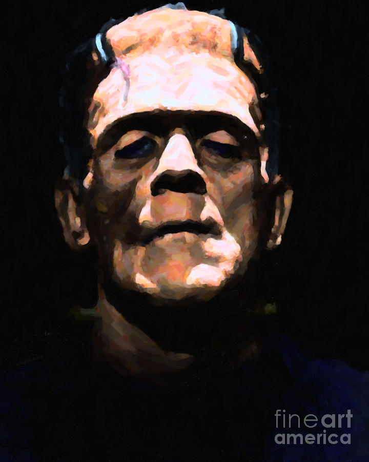 Halloween Movie Photograph - Frankenstein - Painterly - Black by Wingsdomain Art and Photography