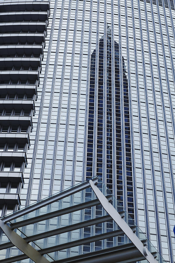 Frankfurt - Exhibition tower is mirroring in a glass fassade Photograph ...