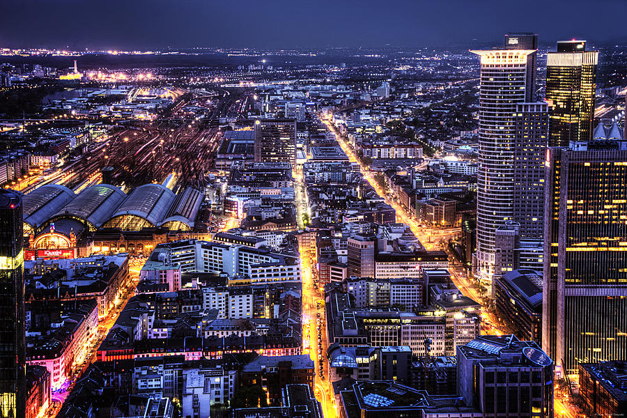 Frankfurt by Night Photograph by Ryan Wyckoff