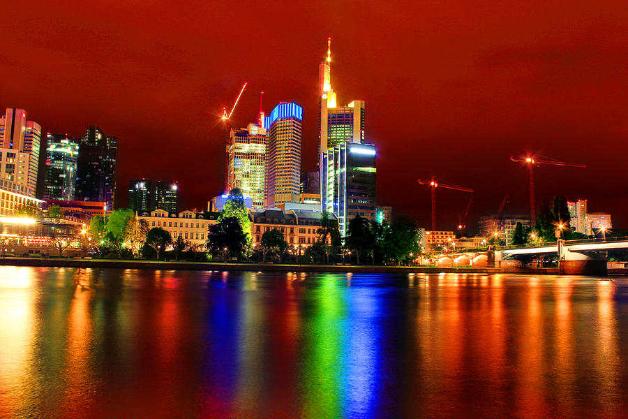 City Photograph - Frankfurt Red Skyline by Julia Fine Art And Photography