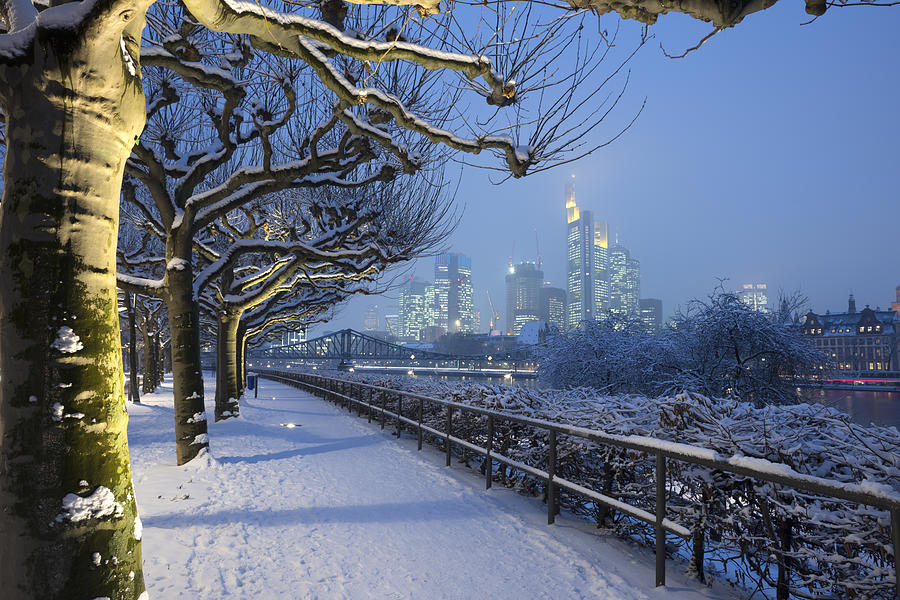 Frankfurt, Skyline, Winter, Germany, Museumsufer Photograph by Am-c